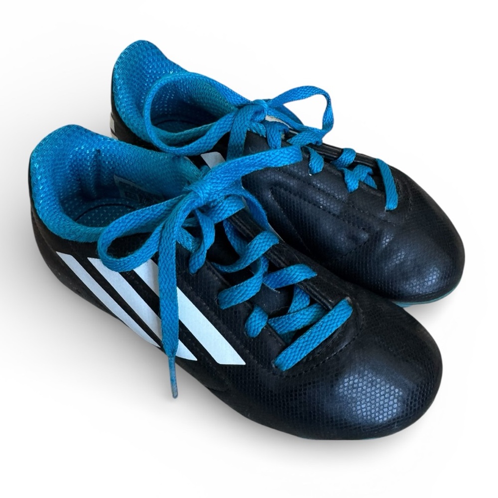 Adidas Youth Soccer Cleats Firm Ground Black Blue Performance Shoes Kids 12 - Picture 3 of 10